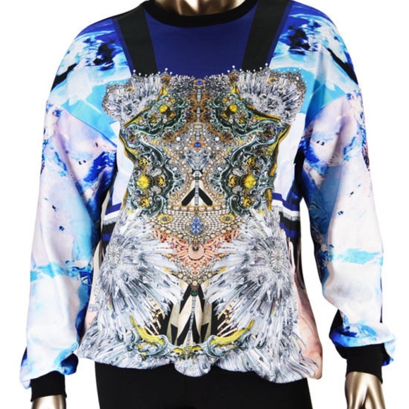 Clover Canyon Neoprene Crystal Corset Sweatshirt Size S Retail $225 - Picture 6 of 12